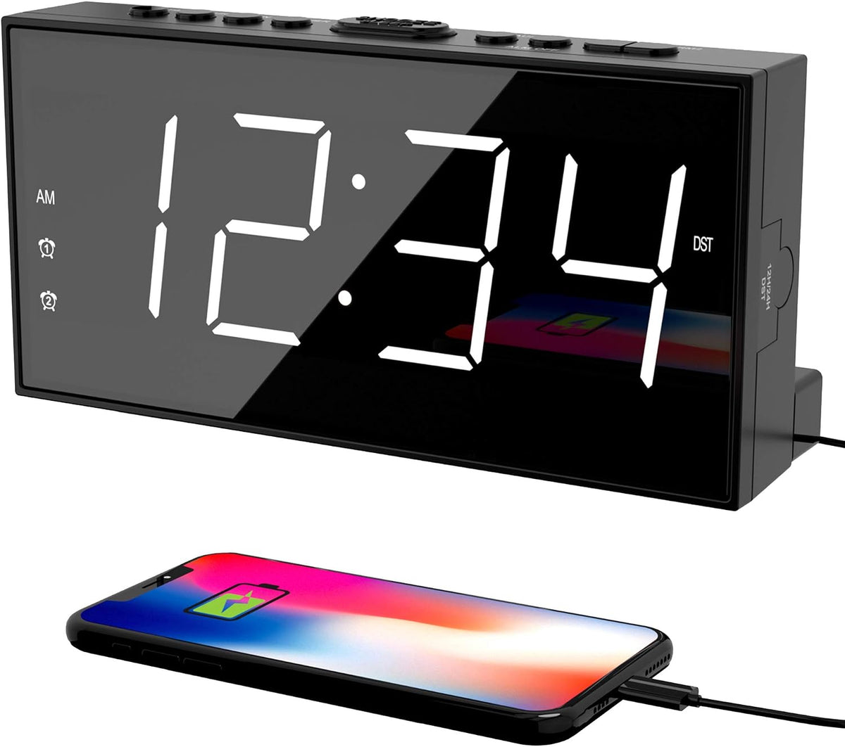 Vibrating Alarm Clock for Heavy Sleepers with Bed Shaker, 116dB Dual Alarms