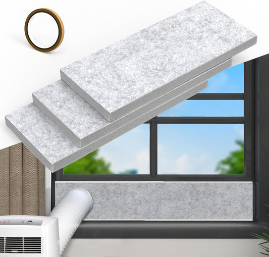 Flamorrow Insulated Foam Panels for Portable AC Window Seal Kit, Sturdy & Thick Air Conditioner Insulating Panel, Adjustable AC Window Seal Panels for Seal Heat, Fill Gap, Reduce Noise, 3 Pack