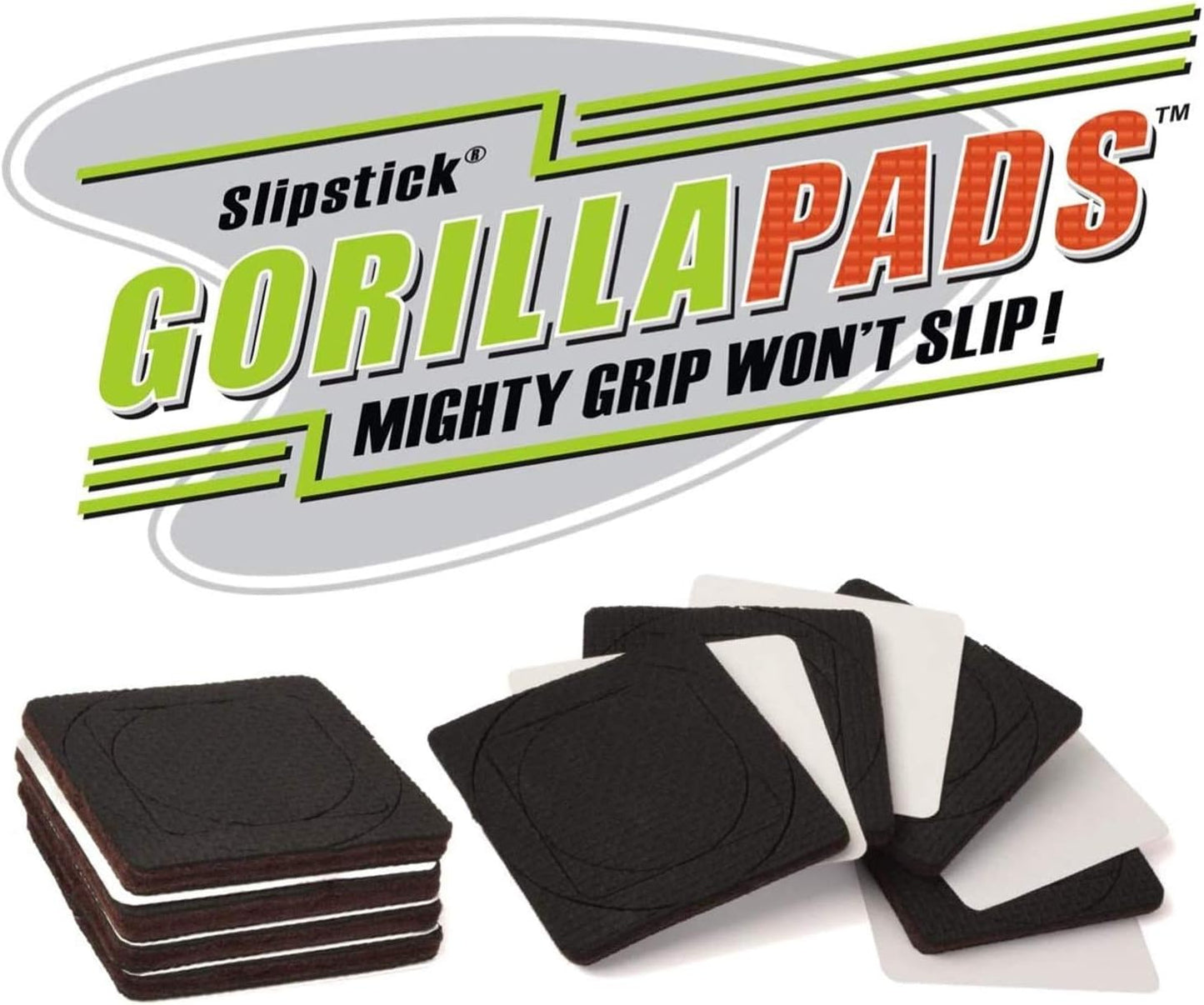 Slipstick GorillaPads CB144 Non Slip Furniture Pads/Grippers (Set of 8) Furniture Feet Floor Protectors, 2 Inch Round, Black