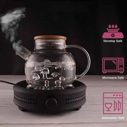 CnGlass Glass Teapot Stovetop Safe,30.4oz Clear Tea pot with Removable Filter Spout,Loose Leaf and Blooming Tea Maker