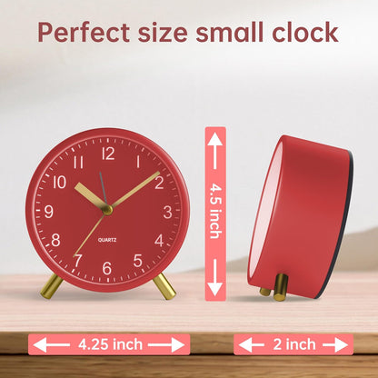 JALL Analog Alarm Clock, 4 inch Super Silent Non Ticking Small Clock with Night Light, Battery Operated, Simple Design, Old Fashioned Style Ideal Decor, for Bedroom, Bedside, Desk, Adult, Gift, Green