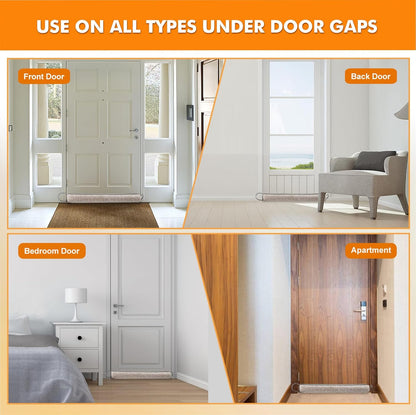 Weighted Door Draft Stopper, Grey, 32inch | Under Door Noise Blocker, Front Door Insulation, Weatherproof Strip, Energy Efficient