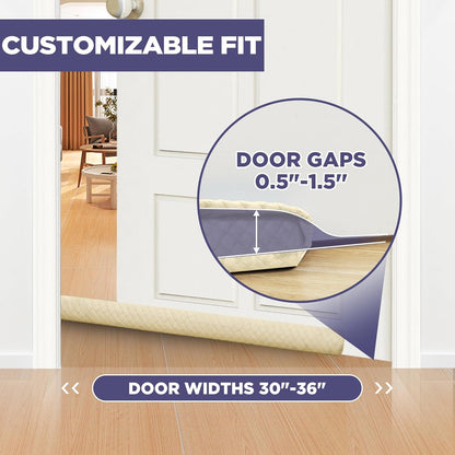 Ciieyuo Premium Velvet Under Door Draft Stopper, Adjustable 30-36 Inches | Door Air Draft Stopper, Easy-to-Install Under Door Gap Filler, Blocks Noise, Cold Air, Light, Dust, and Drafts