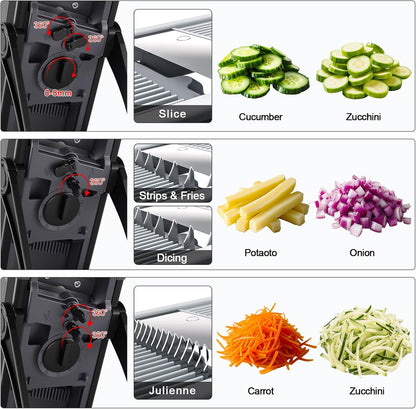 Safe Mandoline Slicer for Kitchen, Potato Slicer for Chips,Vegetable Cutter | Potato Slicer for Chips, 6 in 1 Vegetable slicer with Thickness Adjuster, Faster Kitchen Slicer for Meal Prep (Only Slice)