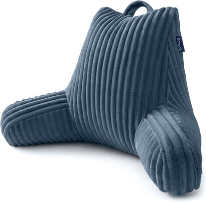 Reading Pillow for Sitting up in Bed, Adjustable Memory Foam Bed Rest Pillow, Wide-wale Plush Cover Machine Washable, Neck Back and Lumbar Support Pillow-Grey