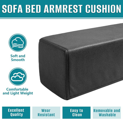 2 Pack Couch Arm Rest Pillow, 6''x6''x20'' Faux Leather Waterproof Cover, High Density Foam Armrest Cushion, Removable & Washable Elbow Support for Sofa, Bed, and Armchair (Medium Grey)