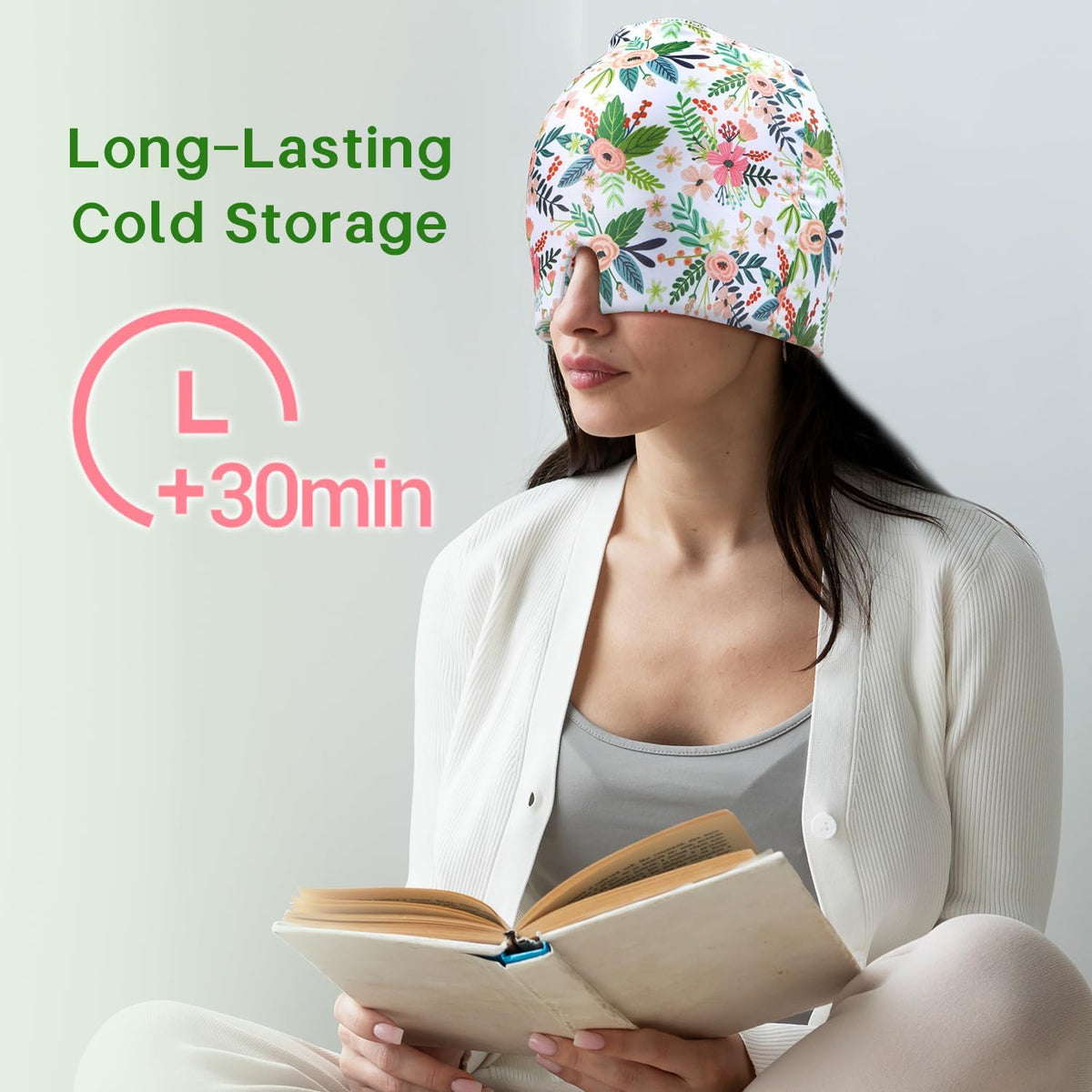 ZNÖCUETÖD Migraine Headache Relief Cap Hat Full Head ice Pack Wrap Cold Cap