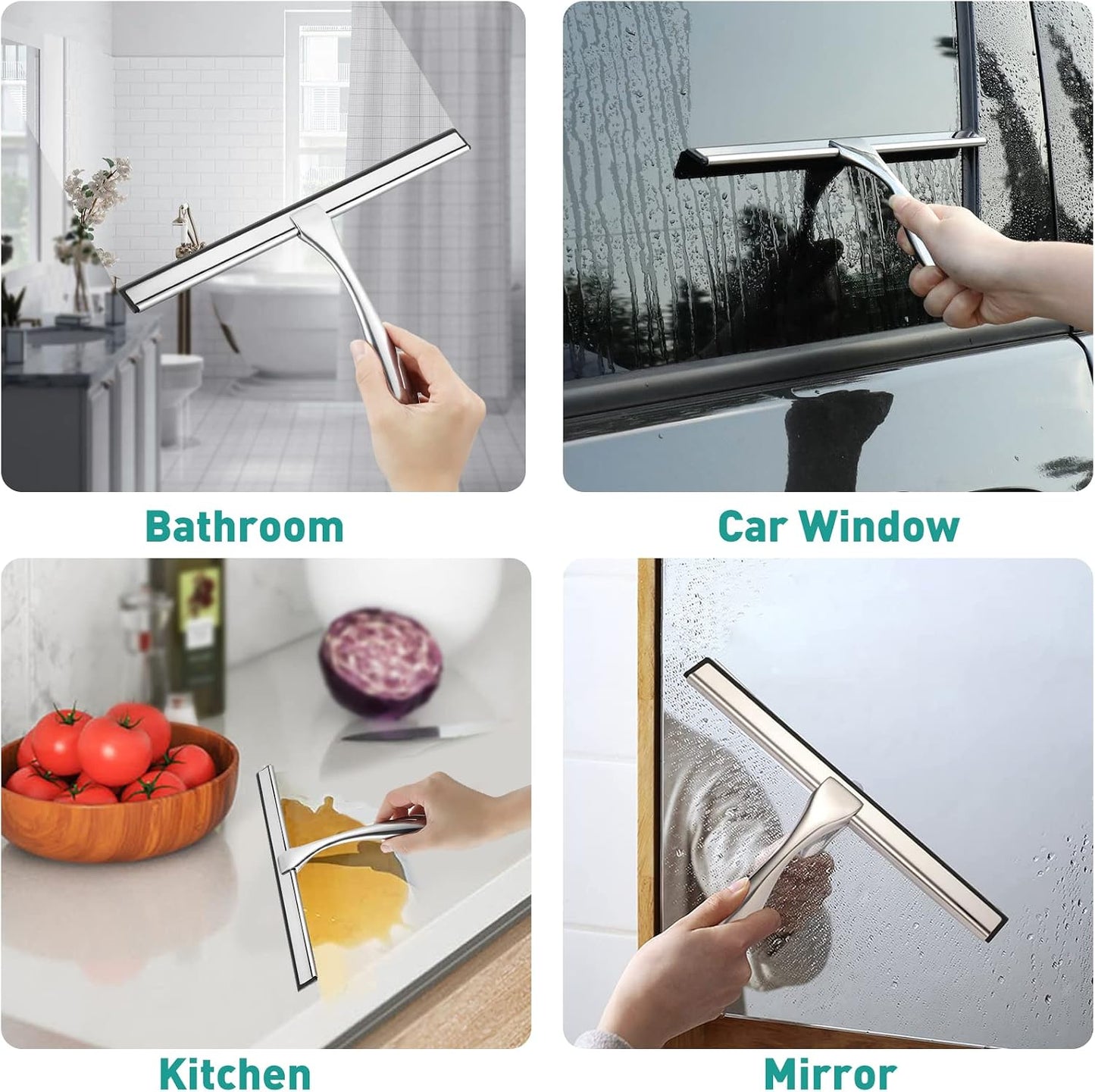 Shower Squeegee for Glass Doors,10-Inch Shower Glass Squeegee, Matte Black Shower Squeegee for Shower Doors,Mirror,Windows, with Shower Door Hook and Adhesive Hook