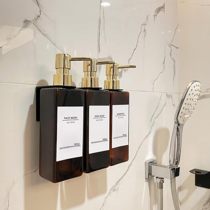 Shampoo Dispenser for Shower Wall, Shampoo and Conditioner Dispenser with 16 Waterproof Labels, No Drill Shower Soap Dispenser Bathroom, Shower Soap Dispenser Wall Mounted 3 Chamber, 17oz,Black | Shampoo Dispenser for Shower Wall, Shower Soap Dispenser