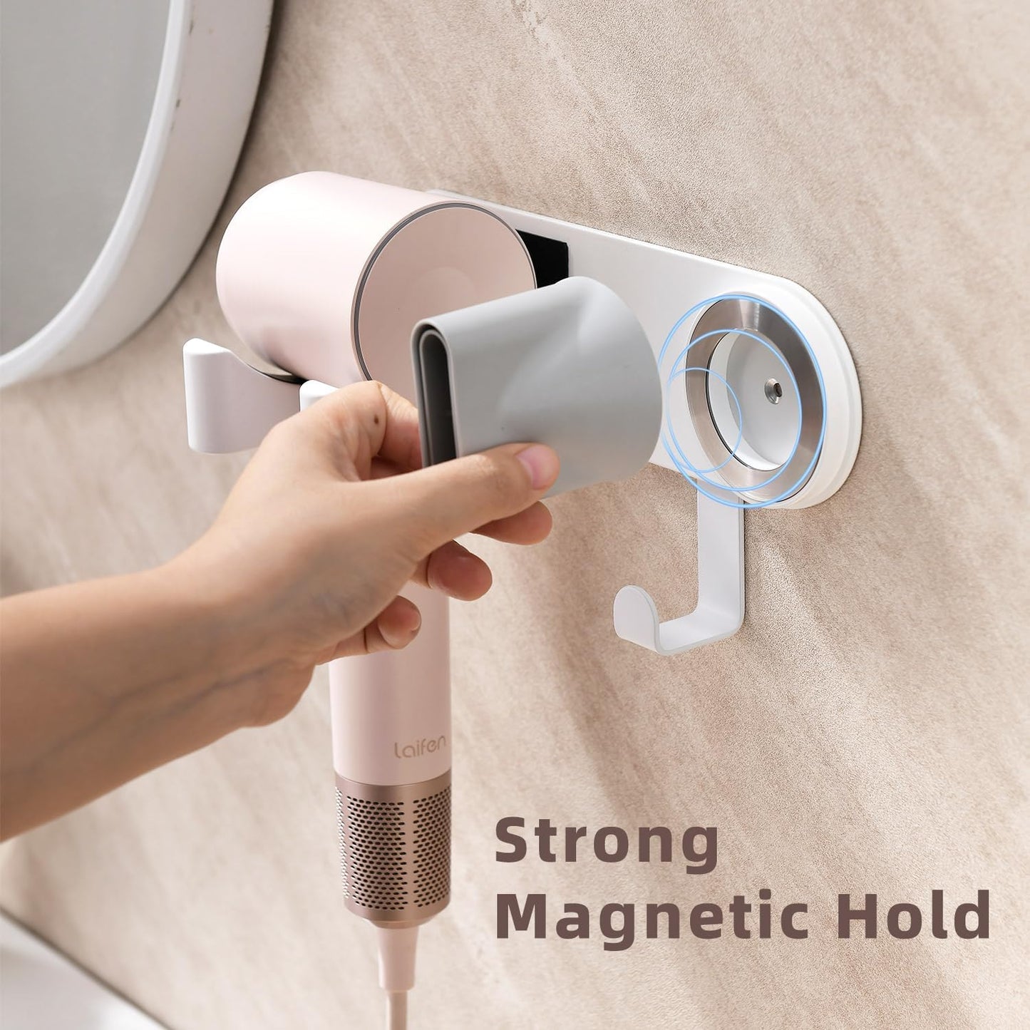 Hot Tools Organizer, Hair Tool Organizer Wall Mount Aluminum Alloy, Space-Saving Curling Iron Holder for Vanity & Bathroom with Stainless Steel Cups White CHOCHOYAH
