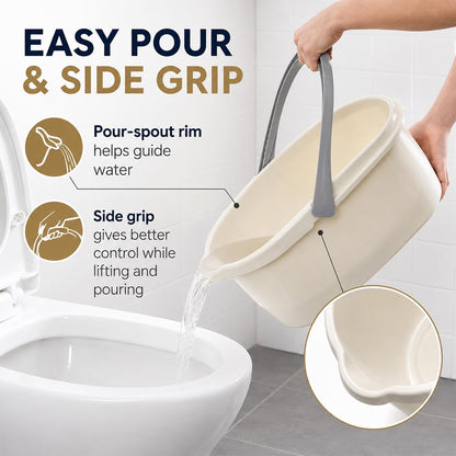 Haundry Compact Mop Bucket with Handle, Rectangular Cleaning Bucket and Caddy for Cleaning Supplies, 10L, Grey