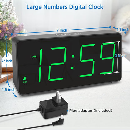 Peakeep Digital Alarm Clock for Bedroom Bedside, Large Display, USB Charger