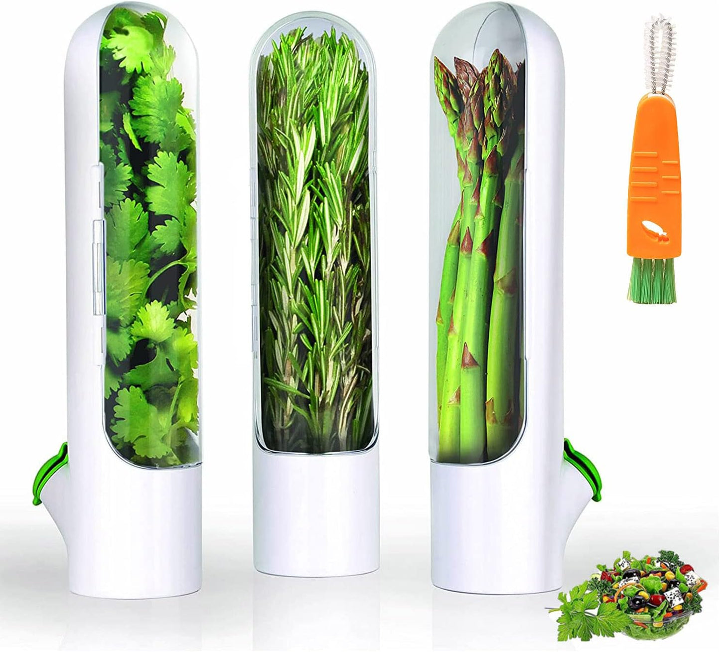 Jfxgjuv Herb Saver Best Keeper For Freshest Produce, Lasting Refrigerator Herb Keeper, Containers, Clear Herb Savor Pod, Herb Storage Container For Cilantro, Mint, Asparagus (set of 3)