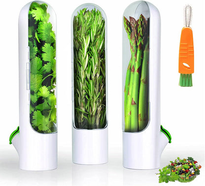 Jfxgjuv Herb Saver Best Keeper For Freshest Produce, Lasting Refrigerator Herb Keeper, Containers, Clear Herb Savor Pod, Herb Storage Container For Cilantro, Mint, Asparagus (set of 3)