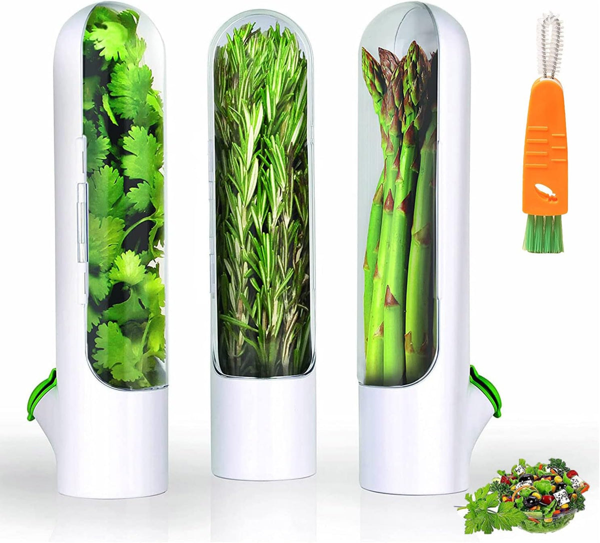 Jfxgjuv Herb Saver Best Keeper For Freshest Produce, Lasting Refrigerator Herb Keeper, Containers, Clear Herb Savor Pod, Herb Storage Container For Cilantro, Mint, Asparagus (set of 3)