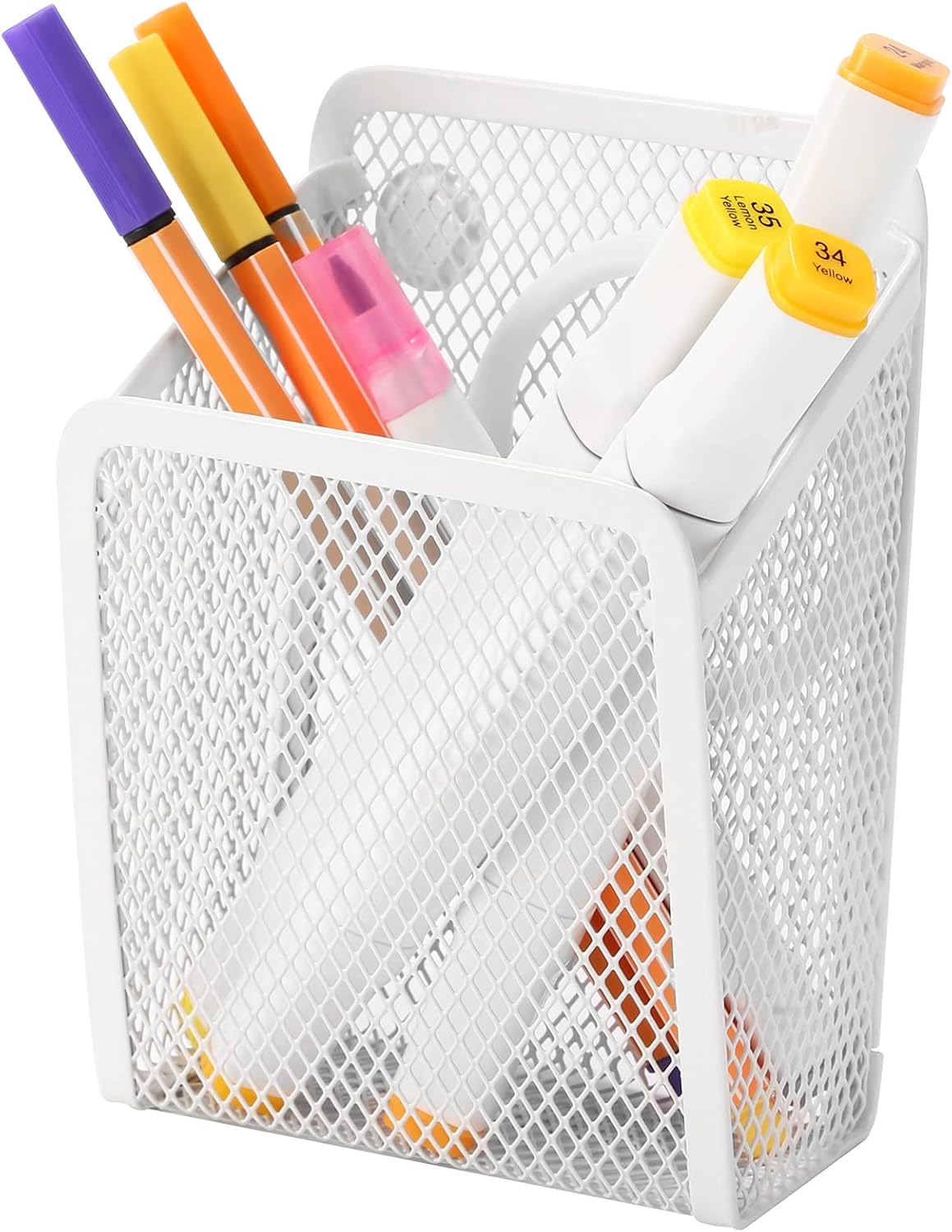 Magnetic Pencil Holder,Mesh Stainless Steel Pen Basket, Metal Writing Utensil Storage Organizer for Whiteboard,Blackboard,Kitchen, Locker, Home, or Office | Metal Writing Utensil Storage Organizer for Whiteboard,Blackboard,Kitchen, Locker, Home, or Office