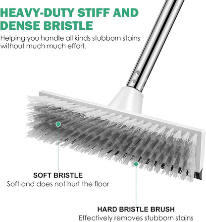 SetSail Floor Scrub Brush with 51-Inch Long Adjustable Handle 2 in 1 Scrape Brush Stiff Bristle Floor Scrubber for Cleaning Shower Bathroom Garage Kitchen Wall Deck Tub Tile | 2 in 1 Scrape Brush Stiff Bristle Floor Scrubber for Cleaning Shower Bathroom