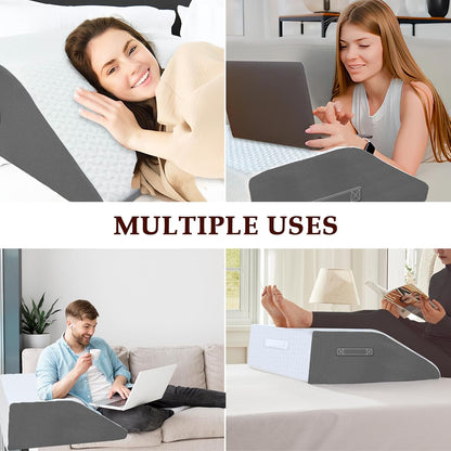 8" Leg Elevation Pillow, Memory Foam Wedge Pillow for Leg & Knee Support | Knee, Hip & Ankle Support. Elevates Legs For Comfortable Sleeping, Resting, And Recovery With A Supportive Wedge Shape.