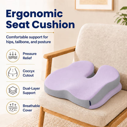 Memory Foam Ergonomic Seat Cushion for Office Chairs Pain Relief