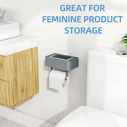 JUYSON Toilet Paper Holder with Shelf, Flushable Wipes Dispenser Fits for Bathroom Wipe Storage, Keep Your Wipes Hidden Out of Sight - SUS304 Stainless Steel Wall Mount Organizer (Matte Black)