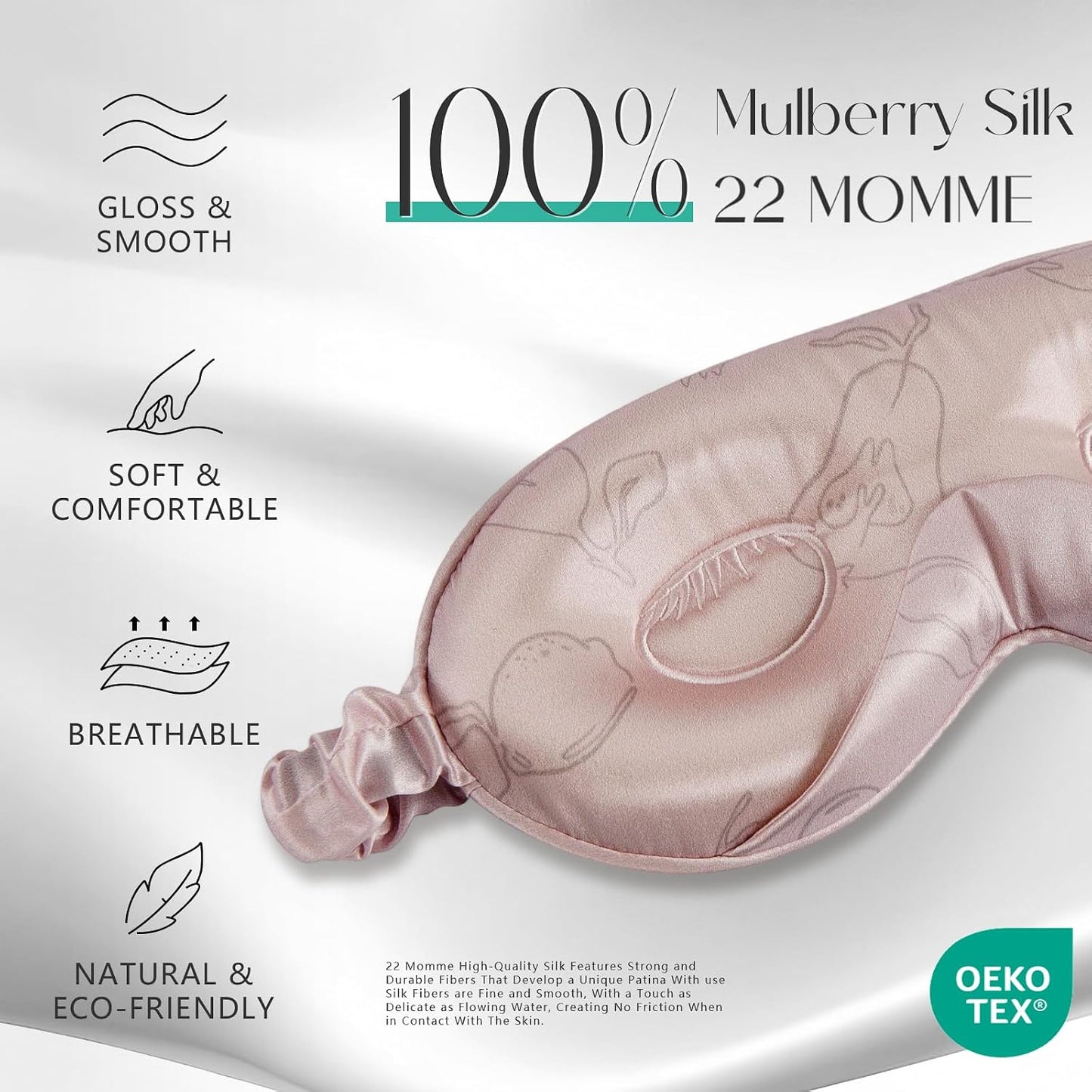ZIMASILK Adjustable 3D 22 Momme 100% Mulberry Silk Sleep Mask | Upgraded Eye Mask for Sleeping - Soft & Breathable Blindfold - Blackout for Deep Sleeping (Pink)