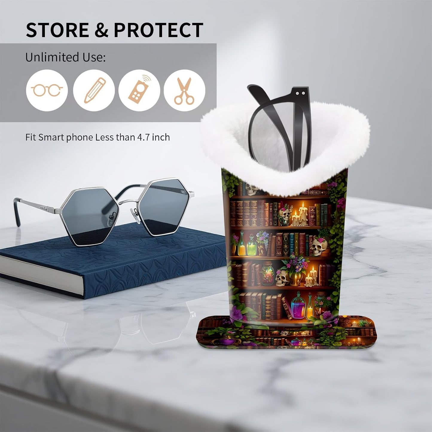 Plush Lined Eyeglasses Holder, Cute Glasses Stand for Women Kids - Colors B