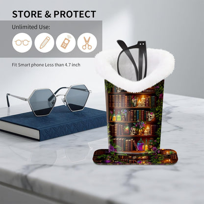 Plush Lined Eyeglasses Holder, Cute Glasses Stand for Women Kids - Colors B