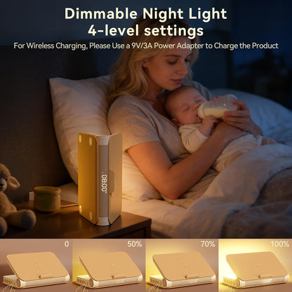 Vivilumens Speaker Bluetooth Wireless Charging 5 in 1 Speaker Loud for Adults Teens Aesthetic Book Shape Sunrise Gentle Wake Up Light for Bedroom Decor Bedside Tech Gifts