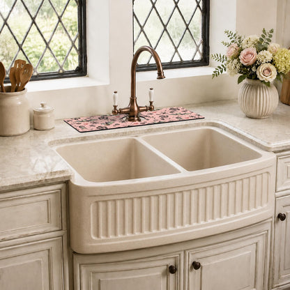 Light Brown White Checkered Kitchen Sink Splash Guard Faucet Mat,Faucet Non-Slip Absorbent Mat,Farmhouse Sink Splash Guard Behind Faucet for Kitchen Bathroom, 15"x5.5"