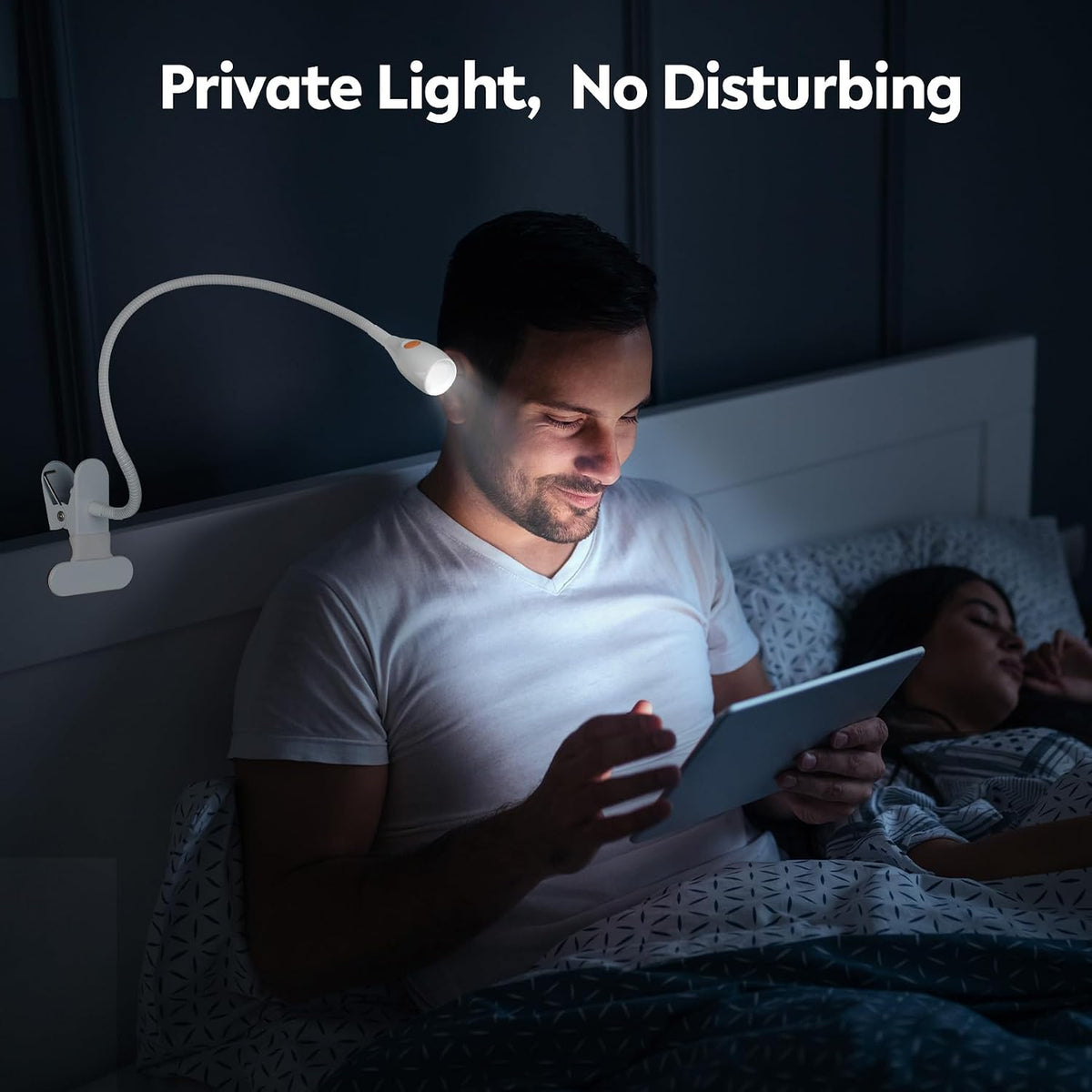 acegoo Minimalist Clip On Reading Light, Head Switch Headboard Book Lamp