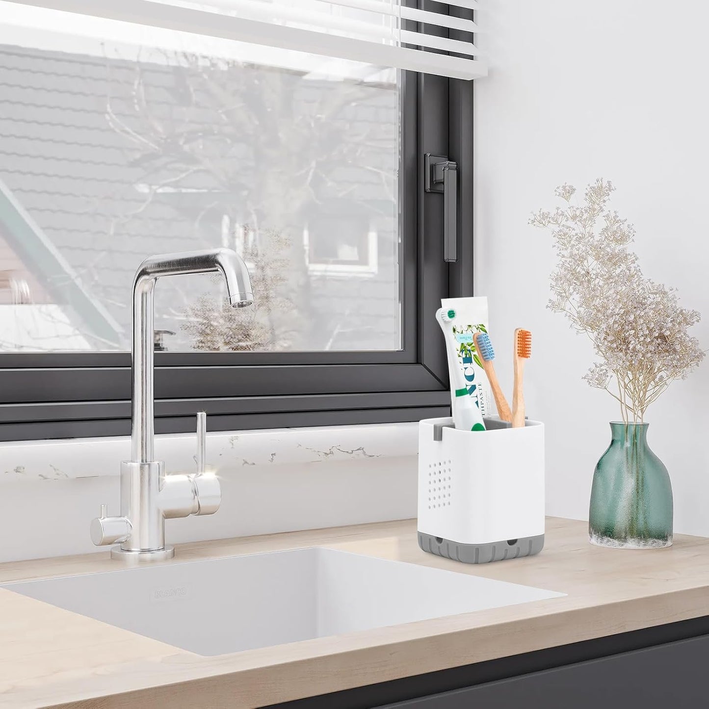 Boperzi Toothbrush Holders, Kids Toothbrush Holder with Drainage, Detachable Anti-Slip Electric Toothbrush Holder, Toothpaste Organizer Storage Caddy for Bathroom Countertop, Shower, Kitchen, Vanity