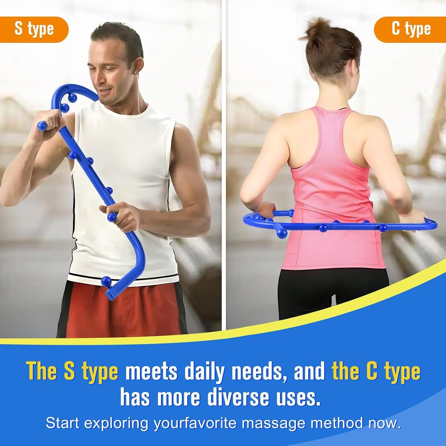 Trigger Point Massage Tool, Manual Back & Neck Massager Stick | Manual back massagers for neck & shoulder massage. Precision s-hook release tool provides deep tissue muscle knot pain relief
