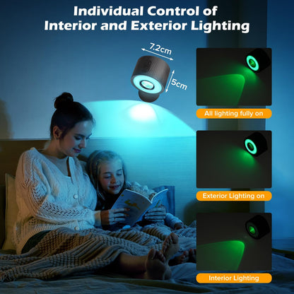 LED Wall Mounted Lights 4 Psc with Remote, 3000mAh Rechargeable Battery Operated Wall Sconces, 3 Lighting Modes & Dimmable, 360°Rotate Cordless Wall Light for Bedroom Bedside Reading Study (White)