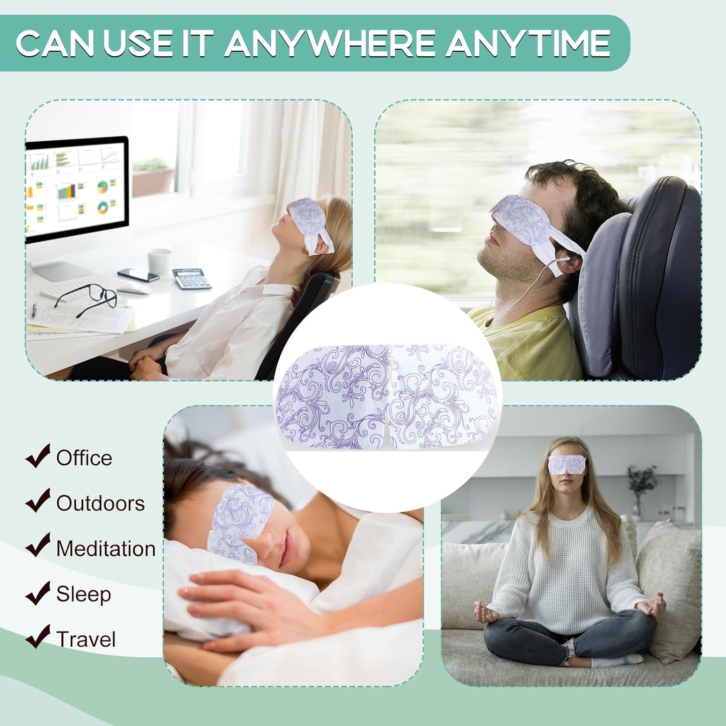 XPCARE 48 Pack Steam Eye Masks for Dry Eyes, Self Heated Steam Warm Eye Mask, Disposable Heated Eye Mask for Dark Circles, Puffy Eyes, Relief Stress Eye Fatigue (Unscented)