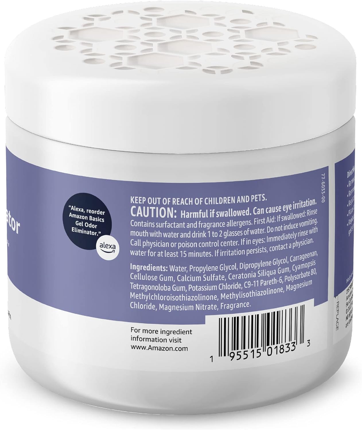 Amazon Basics Gel Odor Eliminator, Activated Charcoal, Fragrance Free, 17 Oz, 1-Pack