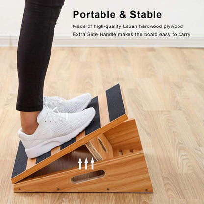 StrongTek Wooden Slant Board, Adjustable Incline, Side Handles, Non-Slip | Standard and XL Sizes, Full or Partial Non-Slip Surfaces, Side Carry Handle, Calf and Ankle Stretching, Squats and Rehab