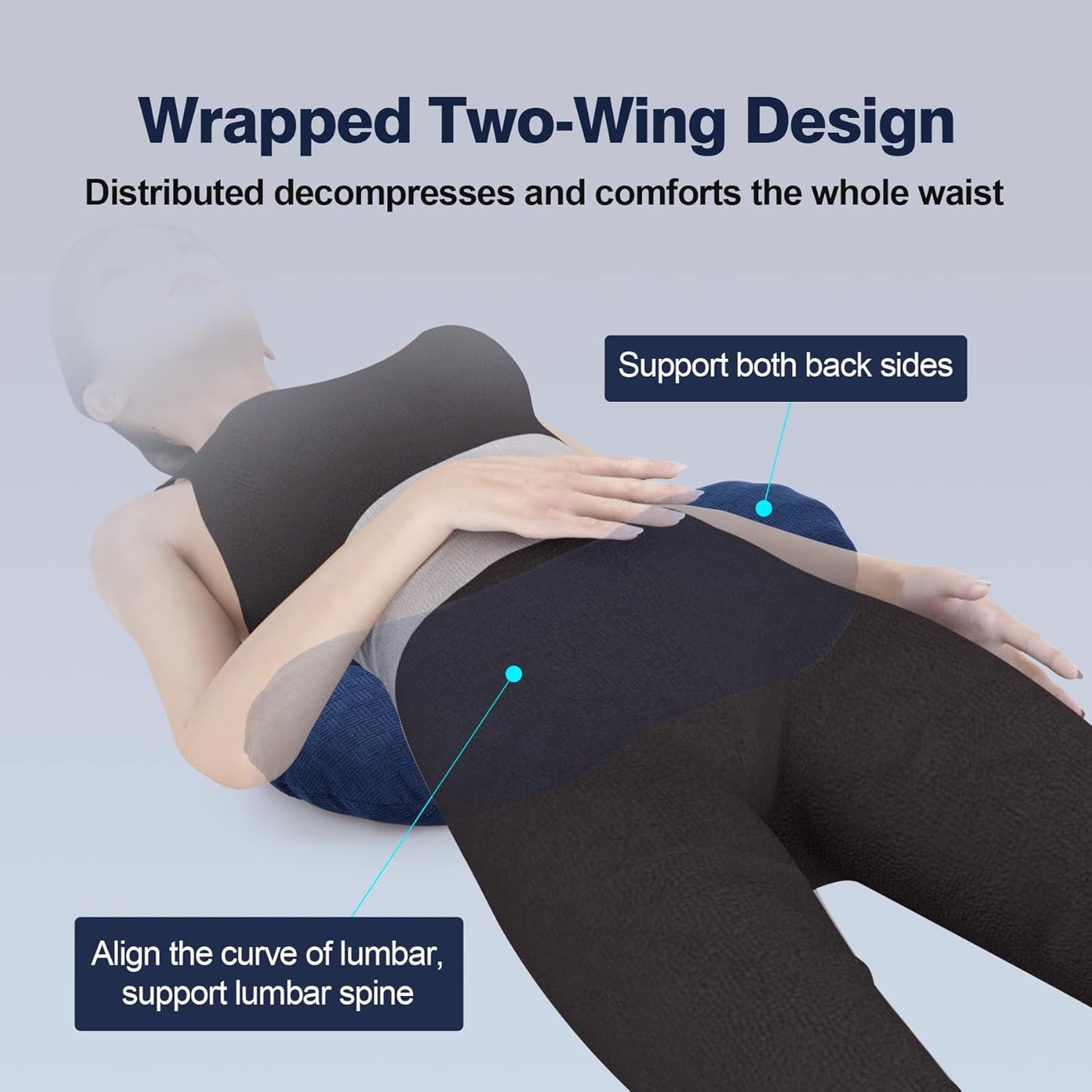 COMFYTHERA Lumbar Support Pillow for Sleeping Memory Foam Lumbar Support Cushion for Lower Back Pain Relief, Back Support Bed Pillow Waist Support (Dark Grey, Large)