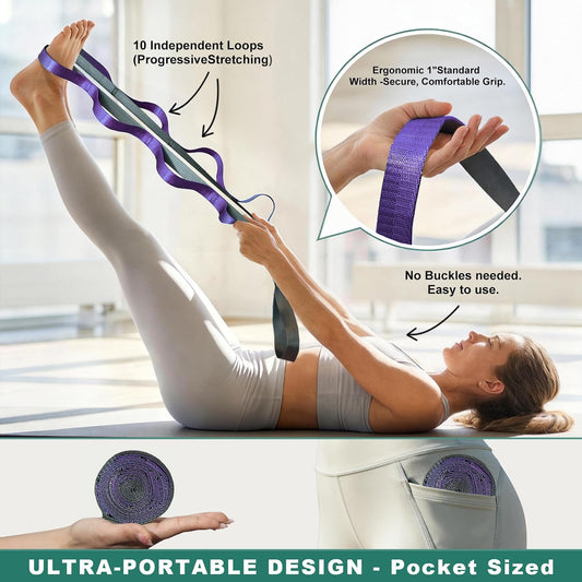 Acozycoo Stretching Strap with Loops for Leg Calf Back Physical Therapy