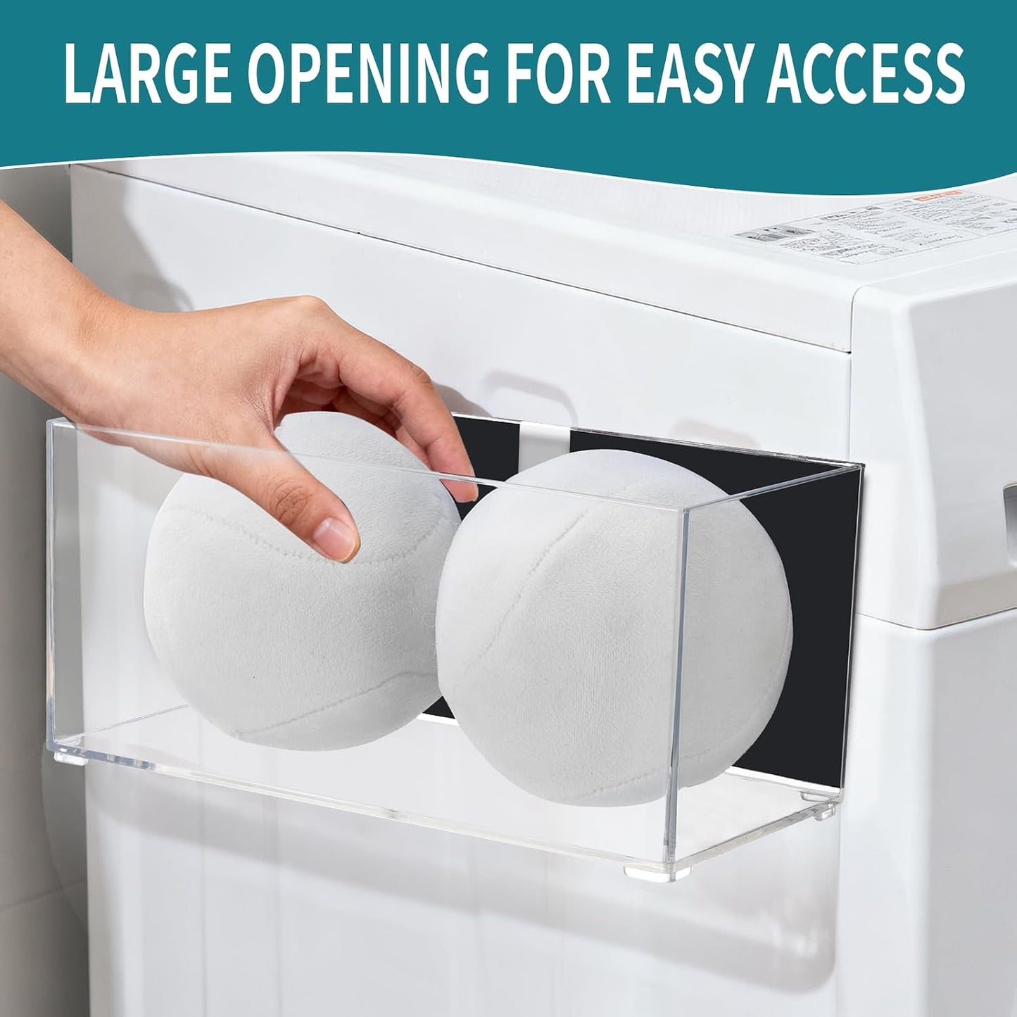 Magnetic Dryer Ball Holder for Laundry Room Organization, Clear Lint Bin with Adhesive Hook, Iron Dryer Ball Container Box for Laundry Room, Office, Bathroom & Craft Supplies, 1Pcs