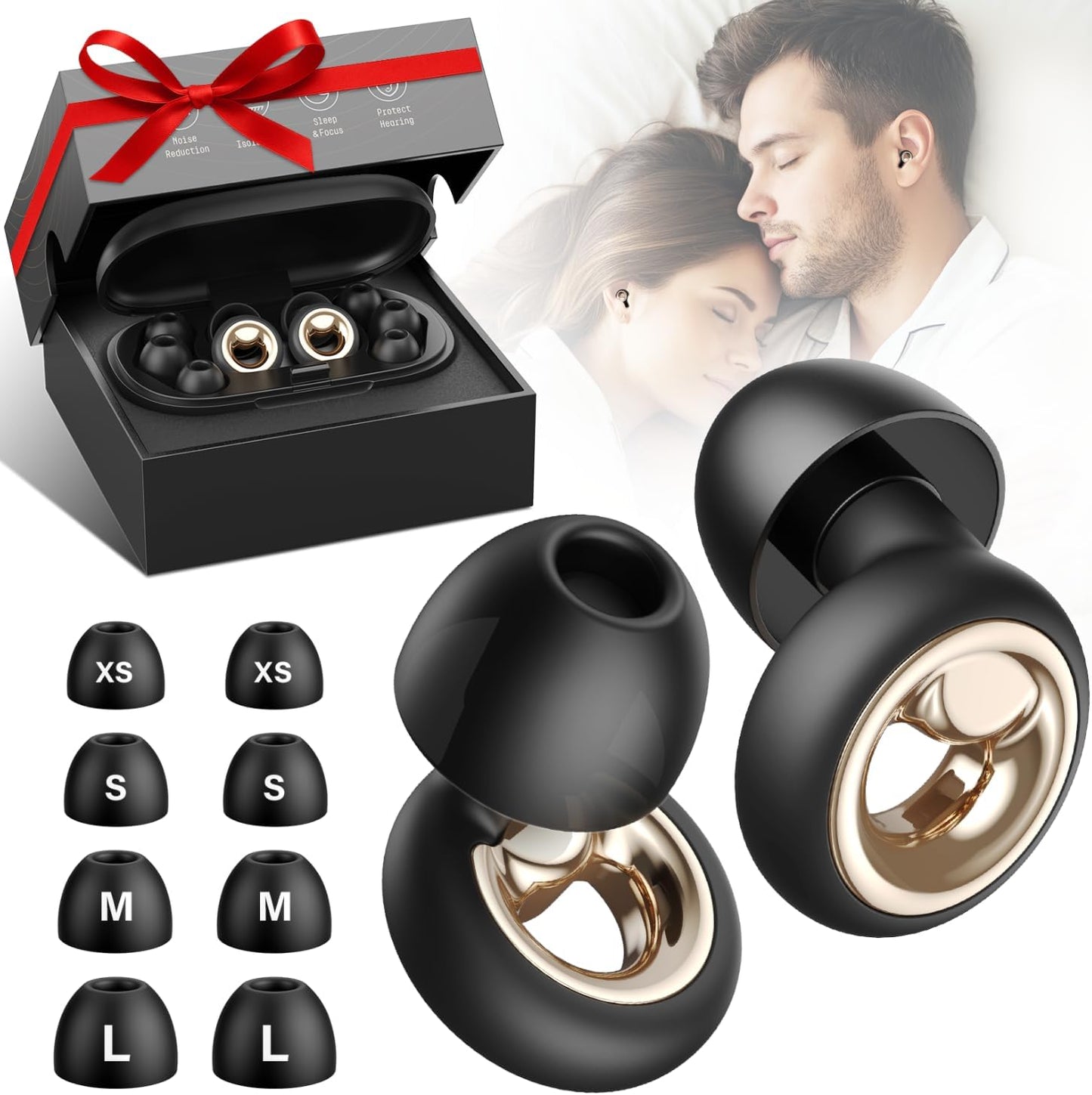 Ear Plugs for Sleeping Noise Cancelling, 60dB Silicone Ear Plugs for Noise Reduction, Reusable Sleeping Earplugs for Snoring, Concert & Shooting Ear Protection with 8 Eartips(Jet Gray)