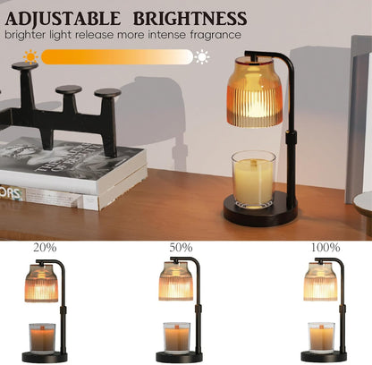 Candle Warmer Lamp with Timer Dimmer,Adjustable Height with 2 Bulbs,Birthday Gifts for Women,for Jar Candles Home Decor,Black
