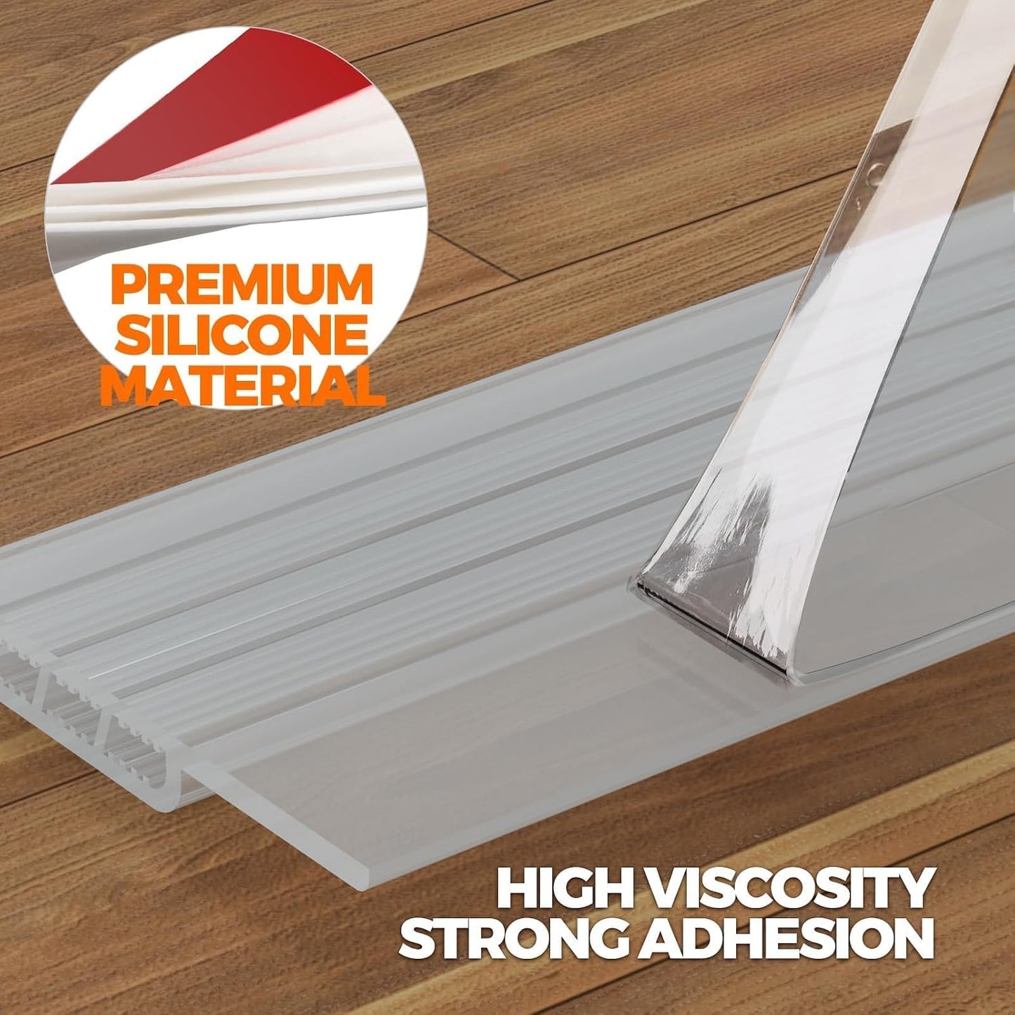 Holikme Door Draft Stopper 2-Pack, Under Door Seal for Bottom Gap Filler | Strong Adhesive Silicone Weather Stripping Garage Window Blocker Cold Air & Noise, Easy Install Door Sweep Strip Save Energy