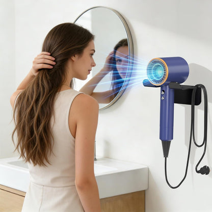 YIGII Hair Dryer Holder Wall Mounted Self Adhesive No Drill with Cord Organizer, Stainless Steel Storage for Bathroom Vanity Cabinet