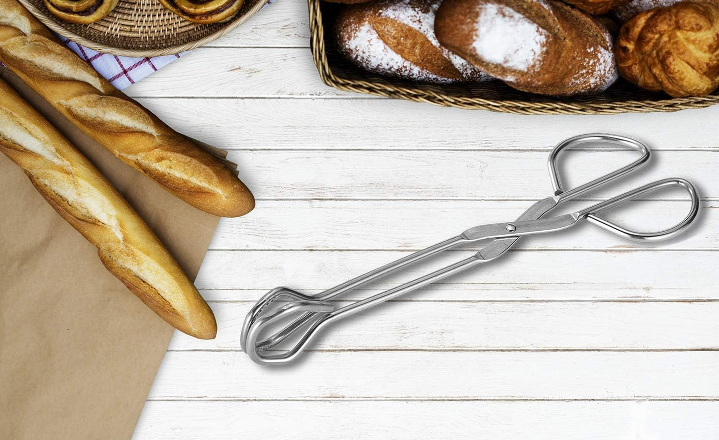 Hiash 9-Inch Heavy Duty Stainless Steel Kitchen Tongs - Comfortable Ergonomic Grip, Scissor Design, Heat Resistant for BBQ and Cooking