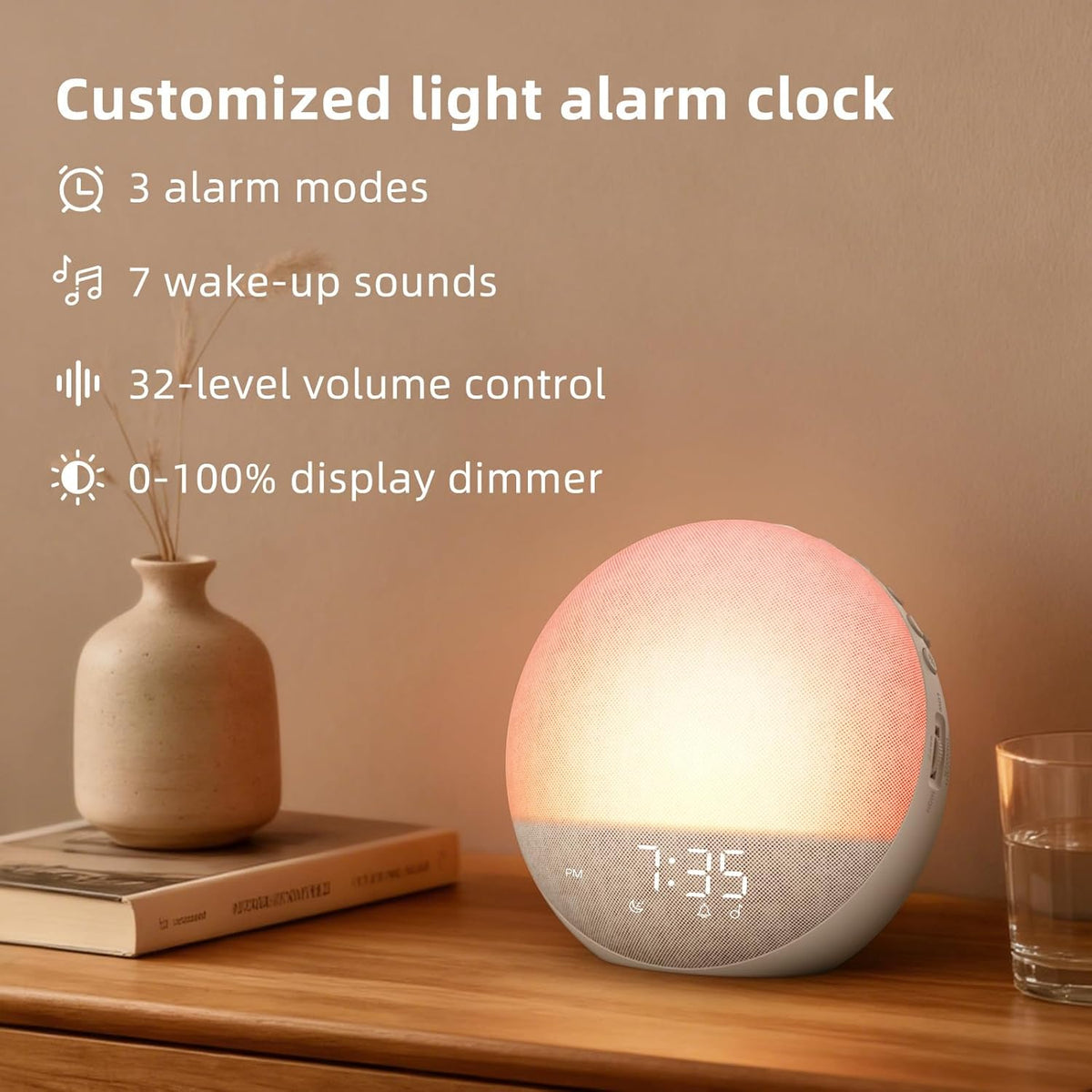 Odokee Sunrise Alarm Clock White Noise Machine: Natural Wake Up Light