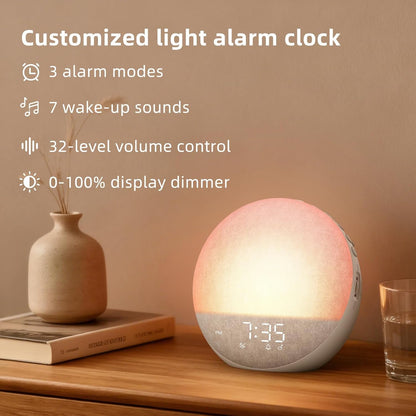 Odokee Sunrise Alarm Clock White Noise Machine: Natural Wake Up Light