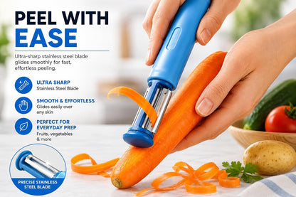 2-in-1 Vegetable Peeler & Knife Sharpener – Multifunction Kitchen Gadget, Stainless Steel Fruit & Potato Peeler with Built-in Knife Sharpening Tool, Space Saving Kitchen Accessory