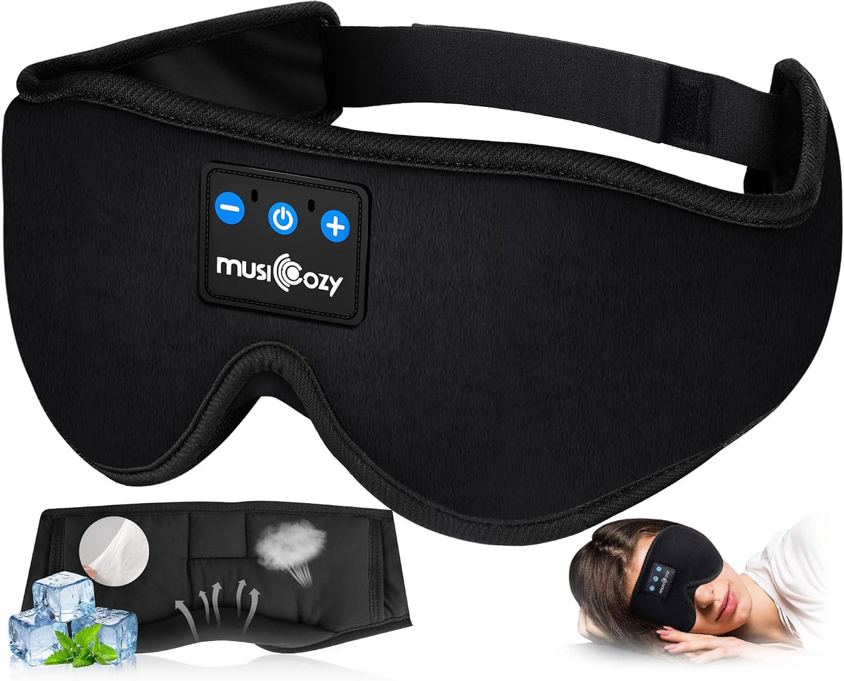 MUSICOZY 3D Sleep Headphones Bluetooth 5.4 Sleep Mask with HD Speakers