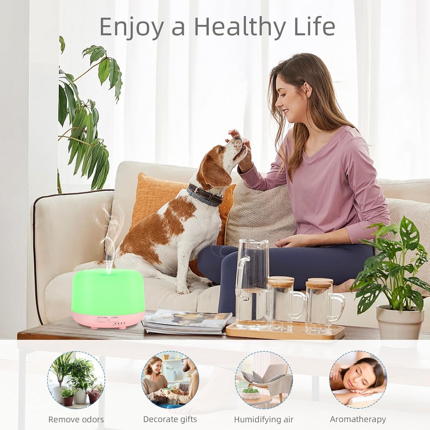300ML Essential Oil Diffuser, Remote Control Ultrasonic Aromatherapy Oil Diffusers Cool Mist Humidifier, Waterless Auto-Off and 7 LED Light Colors for Bedroom, Yoga, SPA, Baby