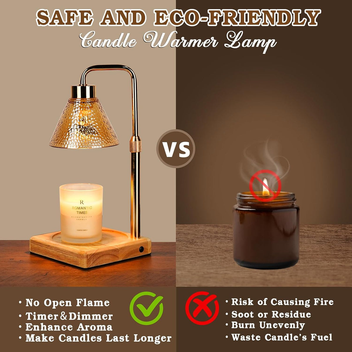 Modern Candle Warmer Lamp with Timer, Dimmable Candle Lamp Warmer, Mothers Day Birthday Gifts for Women Men, Black Candle Warmer, Adjustable Candle Light Warmer, Cozy Living Room Bedroom Home Decor